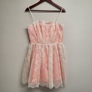 NWT Topshop Womens Pink Floral Lace Mini Dress size 8